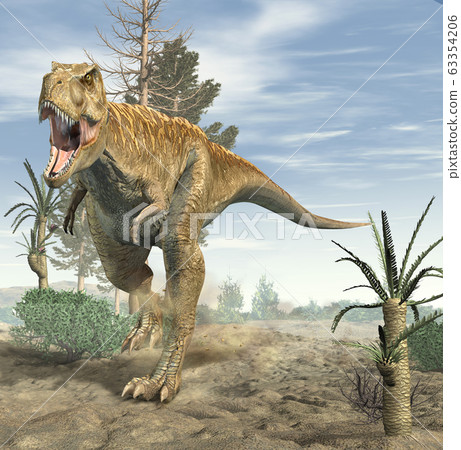 Tyrannosaurus From The Cretaceous Era 3d Illustration Stock Photo