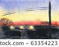 The sunset in the city. Watercolor painting 63354223