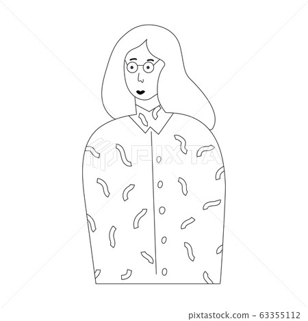 Portrait of a beautiful girl in half-turn. Vector illustration line style. Easy to edit stroke. Portrait of a beautiful girl in half-turn. Vector illustration line style. Easy to edit stroke. 63355112