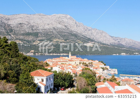 Korcula Old Town panoramic view Korcula Old Town panoramic view 63355215