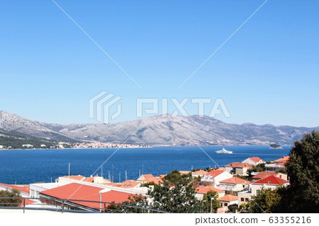 Korcula skyline and Adriatic sea Korcula skyline and Adriatic sea 63355216