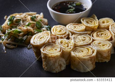 fried shredded omelet fried shredded omelet 63355411