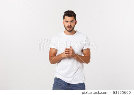 Serious bossy or businessman with looking at camera. Isolated on white studio background. 63355660