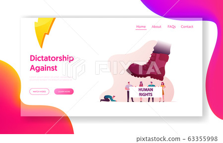 Human Right Landing Page Template. Characters Stand with Banner on Demonstration under Huge Boot Trying to Trample People. Frightened Humiliated Man Standing on Knees. Cartoon Vector Illustration Human Right Landing Page Template. Characters Stand with Banner on Demonstration under Huge Boot Trying to Trample People. Frightened Humiliated Man Standing on Knees. Cartoon Vector Illustration 63355998