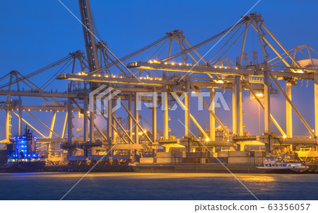 Container terminal at sunset 63356057