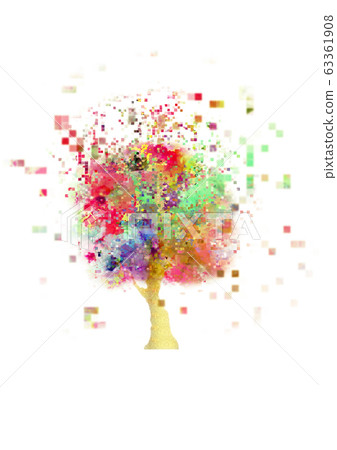 Abstract blooming tree painted colorful 63361908