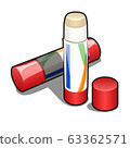 Glue stick in plastic box isolated on a white background. Vector cartoon close-up illustration. 63362571