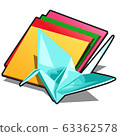 Figure of a crane in origami style isolated on white background. Vector cartoon close-up illustration. 63362578