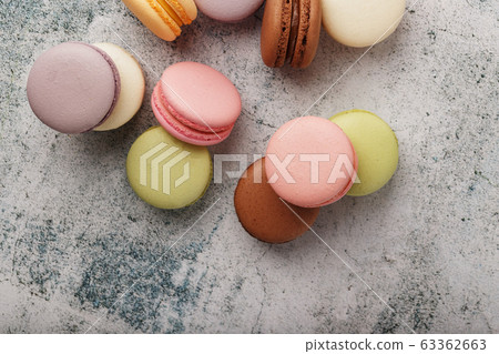 French macaroni cookies of different colors are on French macaroni cookies of different colors are on 63362663