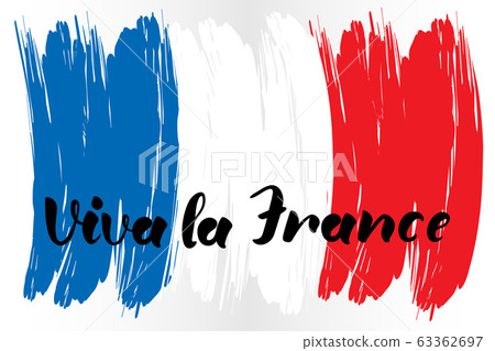 Viva la France hand lettering text with national 63362697