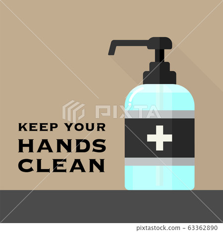 Disinfection, disinfection, hand washing, infection prevention image material: spray bottle type hand sanitizer, hand gel (brown background) 63362890