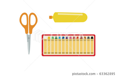 Figurine, craft, crayons, glue, scissors 63362895