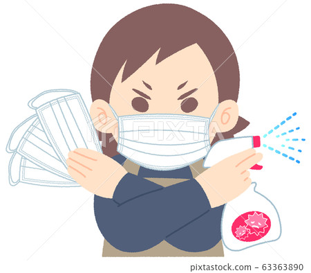 Woman fighting virus wearing a mask Woman fighting virus wearing a mask 63363890