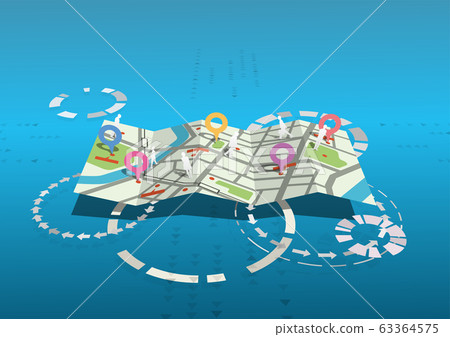 矢量圖設計ai eps地圖圖像標記標記城市剪影 63364575