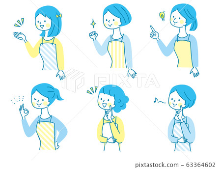 Smiling young woman apron set - Stock Illustration [63364602] - PIXTA