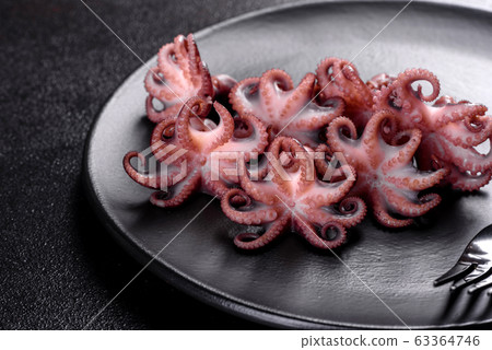 Black seafood pasta with shrimp and octopus 63364746