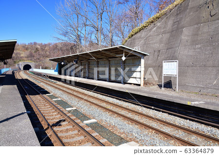 Photograph of JR Sakimori Station in Muroran City, Hokkaido in early spring Photograph of JR Sakimori Station in Muroran City, Hokkaido in early spring 63364879