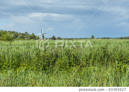 Windmill in Rural Landscape near Grosses Meer, East Frisia, Lower Saxony, Germany Windmill in Rural Landscape near Grosses Meer, East Frisia, Lower Saxony, Germany 63365027