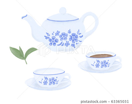 Tea, teapot, teacup / hand-painted 63365031