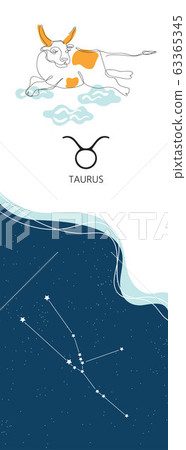 Zodiac background. Constellation Taurus. One line. Minimalistic graphics 63365345