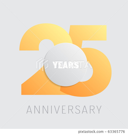 25 years anniversary vector icon, logo. Square graphic design element with golden color number 63365776