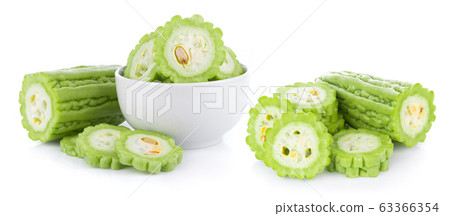 Momordica charantia on white background. Gourd 63366354