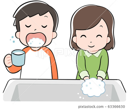 Gargle and hand washing child Gargle and hand washing child 63366630