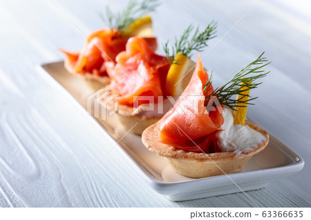 Tartlets with salmon. Tartlets with salmon. 63366635
