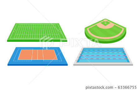 Playing Fields for Sport Games Like Volleyball Vector Set Playing Fields for Sport Games Like Volleyball Vector Set 63366755