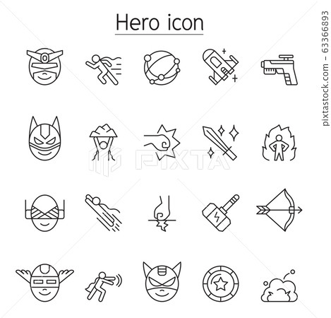 Super Hero icon set in thin line style 63366893