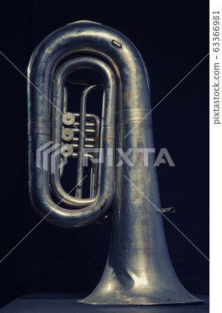 silver tuba isolated on black background silver tuba isolated on black background 63366981
