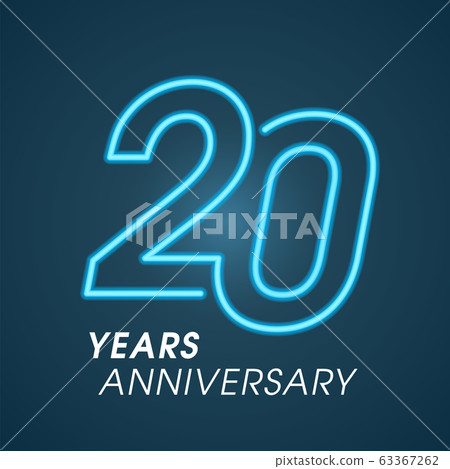 20 years anniversary vector logo, icon. Graphic design element with neon number 20 years anniversary vector logo, icon. Graphic design element with neon number 63367262