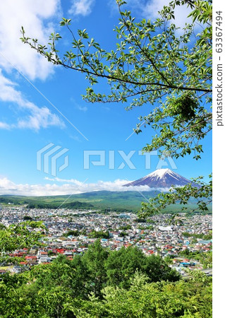 藍天和初夏和富士山新綠 63367494