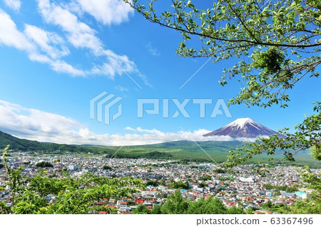 藍天和初夏和富士山新綠 63367496