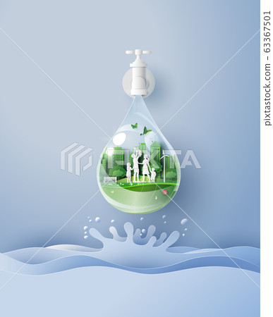 concept of eco and wolrd water day with family 63367501