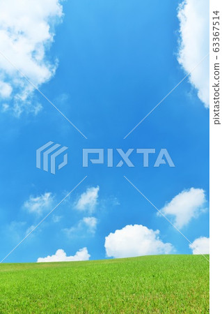 Fresh summer blue sky and wide meadow landscape Fresh summer blue sky and wide meadow landscape 63367514