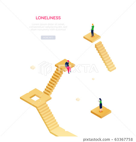 Loneliness concept - modern isometric vector web banner 63367758