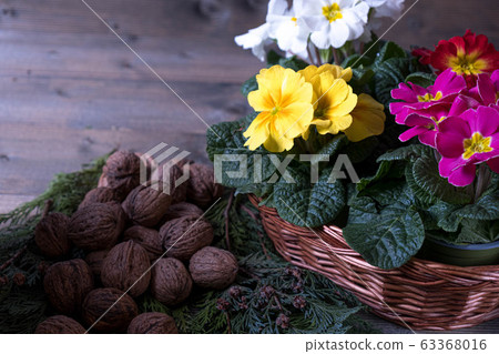 flowers and walnut on the boards flowers and walnut on the boards 63368016