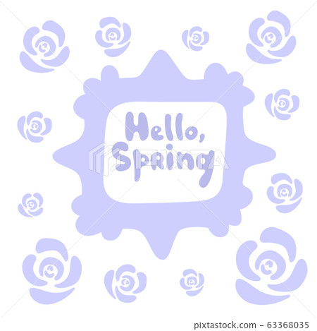 Hello sping - minimalistic doodle square card with lots of abstract roses. Tender lavender colors. Spring violet design for social media, inspirational prints, templates, overlays, cards, posters Hello sping - minimalistic doodle square card with lots of abstract roses. Tender lavender colors. Spring violet design for social media, inspirational prints, templates, overlays, cards, posters 63368035