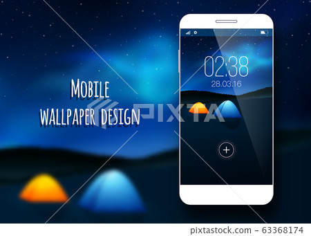 Colorful mobile interface wallpaper on blurred background. Mobile Wallpaper. 63368174