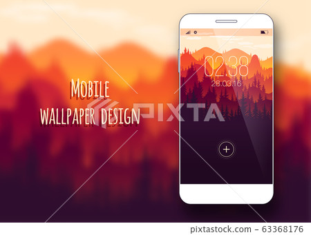 Colorful mobile interface wallpaper on blurred background. Mobile Wallpaper. 63368176