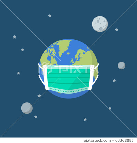Planet earth wearing a protection medical mask Planet earth wearing a protection medical mask 63368895