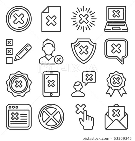 Close Icons Set. Cross Sign Line Style Vector Close Icons Set. Cross Sign Line Style Vector 63369345