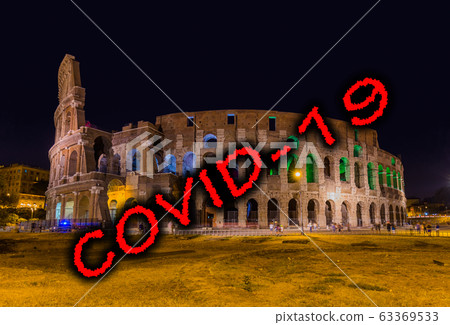Quarantine in italy. Coliseum in Rome Italy Quarantine in italy. Coliseum in Rome Italy 63369533