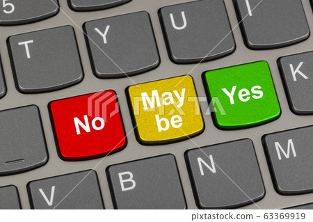 Computer keyboard with Yes No and Maybe keys Computer keyboard with Yes No and Maybe keys 63369919