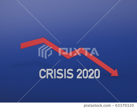 3d render of Crisis 2020 concept with red decreasing arrow 3d render of Crisis 2020 concept with red decreasing arrow 63370320
