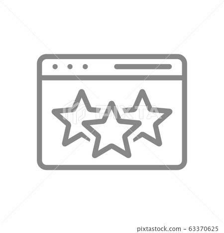 Web page with stars, online review line icon. Feedback, add to favorites, three star rating symbol Web page with stars, online review line icon. Feedback, add to favorites, three star rating symbol 63370625