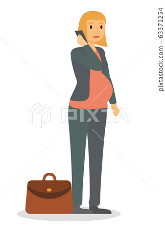 Pregnant Businesswoman Having Call with Partners Pregnant Businesswoman Having Call with Partners 63371254
