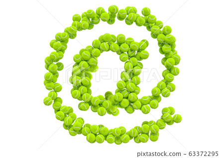 E-mail, at sign from tennis balls, 3D rendering 63372295