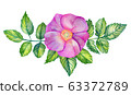 Watercolor bouquet with rose hips. 63372789